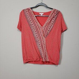 Lucky Brand Bohemian Floral Print Lightweight Top Medium